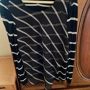 Black and white, sheer top front with cotton under sheer.